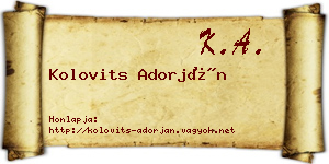Kolovits Adorján névjegykártya